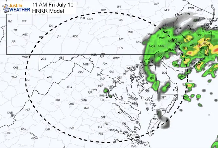 July 10 maryland weather tropical storm Fay rain 11 AM