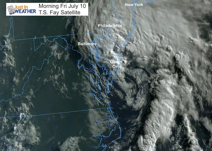 July 10 tropical storm Fay satellite Friday 7 AM