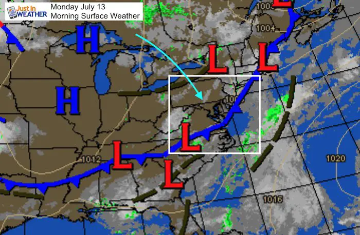 July 13 weather Monday morning