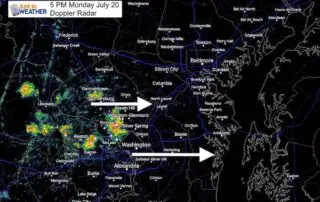 July 20 maryland weather thunderstorm radar Monday 5PM