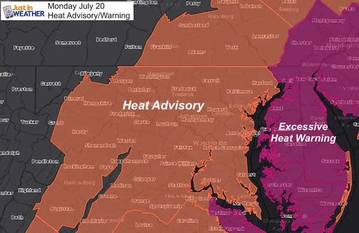 July 20 weather heat advisory