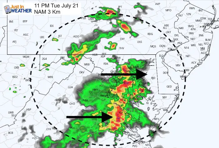 July 21 maryland weather storms Tuesday 11 PM
