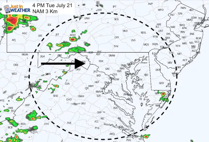 July 21 maryland weather storms Tuesday 4 PM