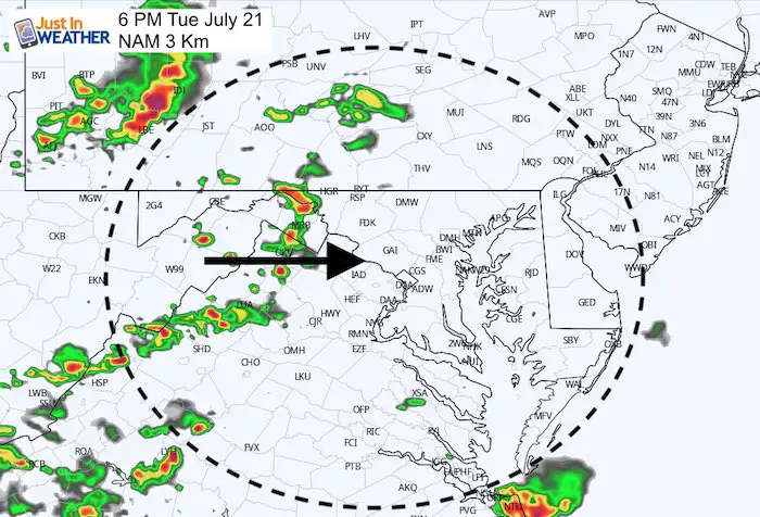July 21 maryland weather storms Tuesday 6 PM