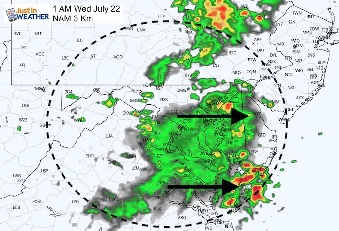 July 21 maryland weather storms Wednesday 1 AM