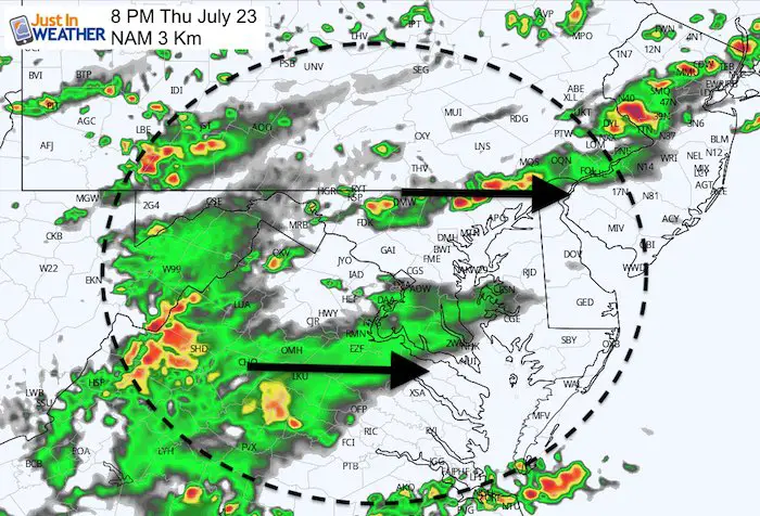 July 23 maryland weather storm radar Thursday 8 PM