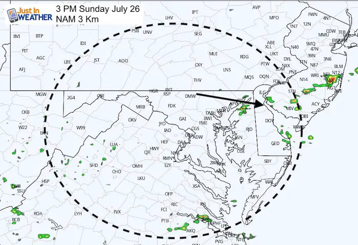July 26 weather rain Sunday 3 PM