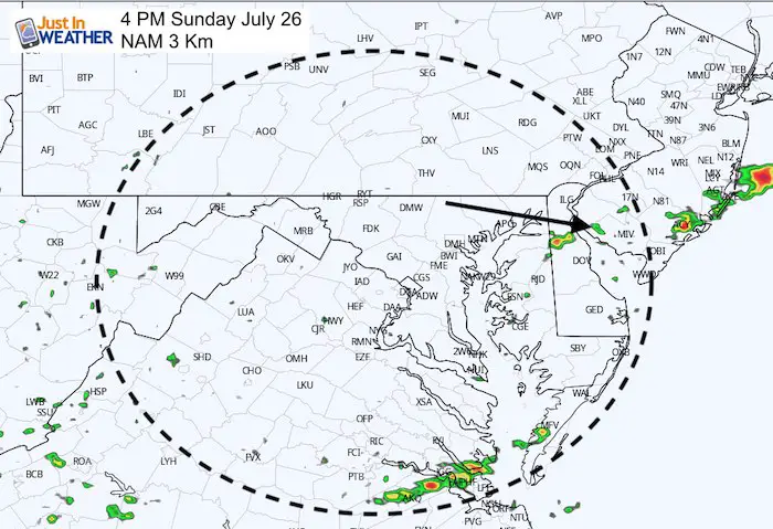 July 26 weather rain Sunday 4 PM