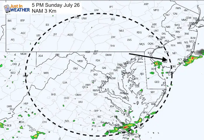 July 26 weather rain Sunday 5 PM