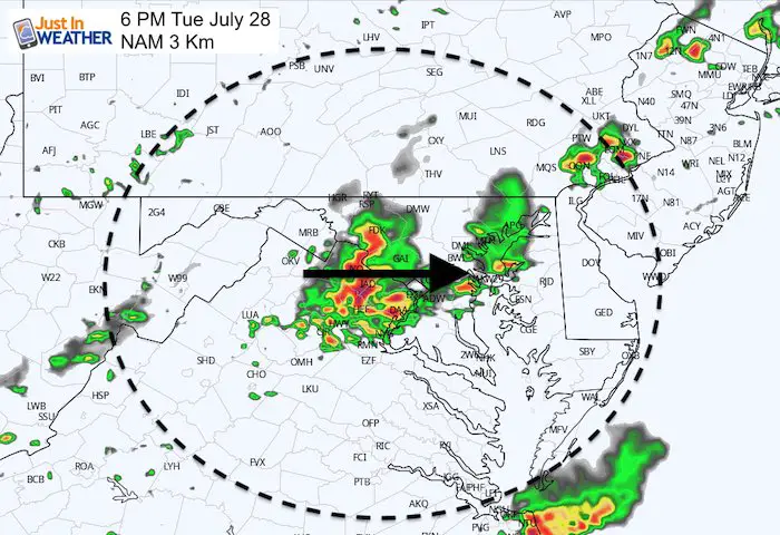 July 28 maryland weather rain storm Tuesday 6 PM