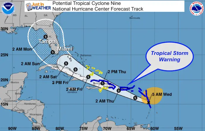 July 29 Tropical Cyclone Forecast NHC Track