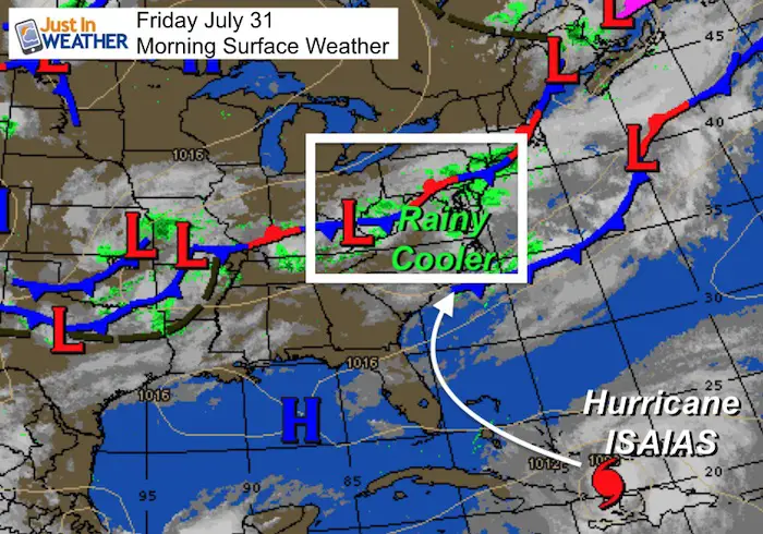July 31 weather hurricane Isaias Friday morning