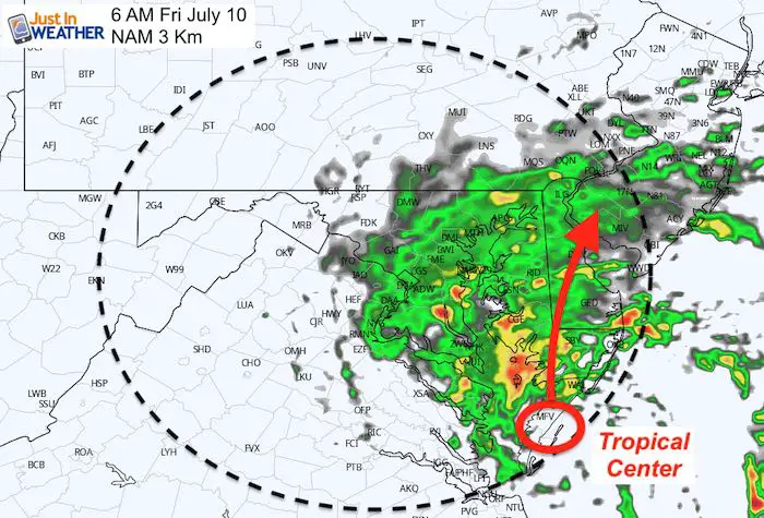 July 9 maryland weather tropical storm rain Friday 6 AM