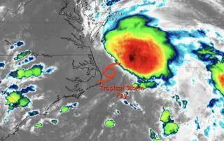 July 9 weather tropical storm fay satellite Thursday evening