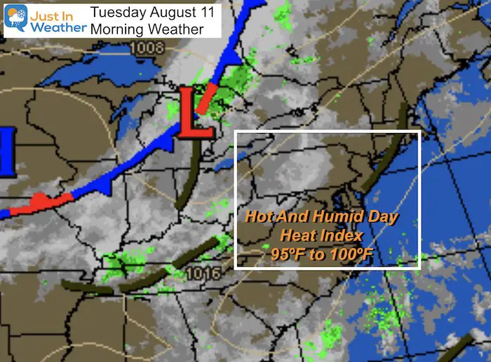 August 11 weather Tuesday morning