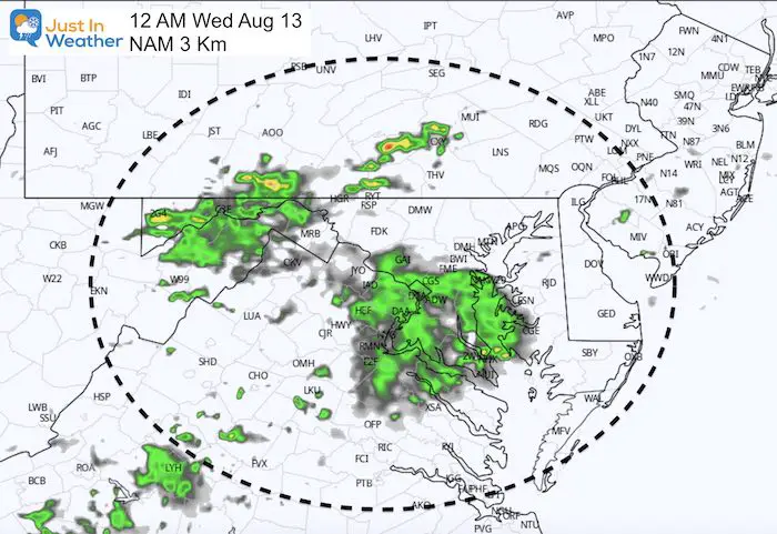 August 12 weather storm radar Thursday 12 AM