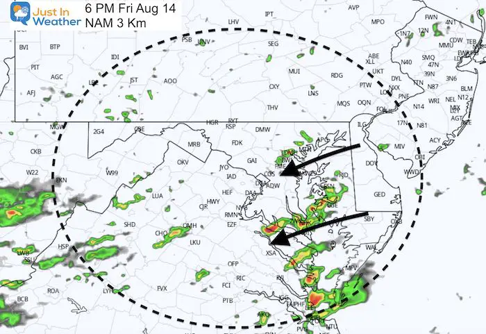 August 14 maryland weather rain storm Friday 6 PM