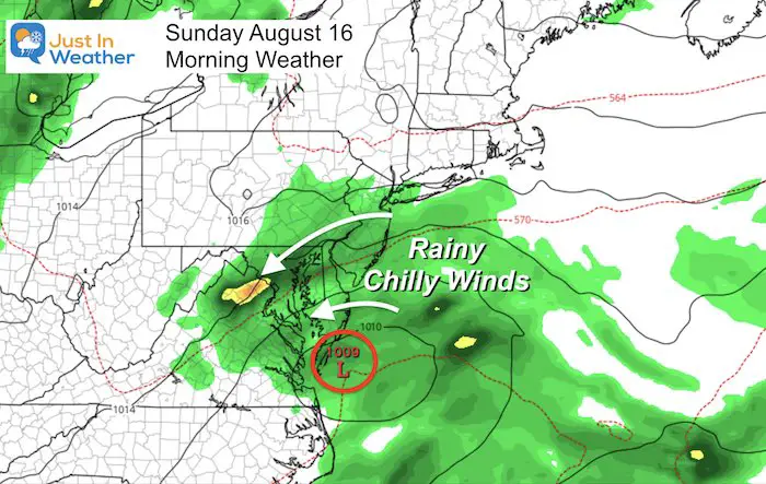 August 16 rain Sunday morning