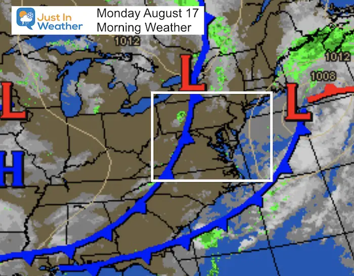 August 17 weather Monday morning