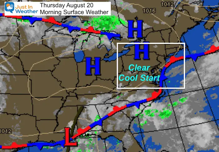 August 20 weather Thursday morning