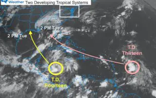 August 20 weather tropical depression13 and 14 satellite