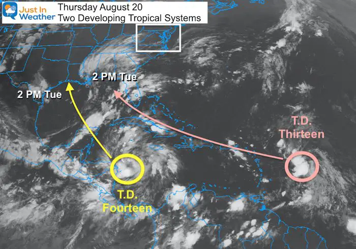 August 20 weather tropical depression13 and 14 satellite