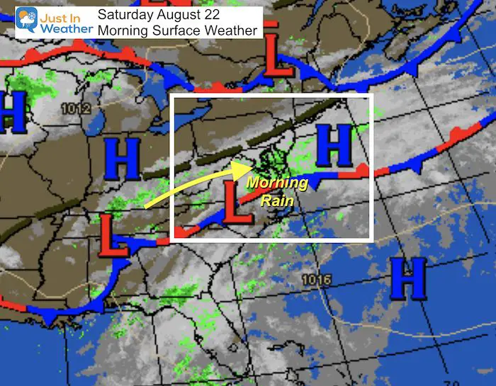 August 22 weather Saturday morning