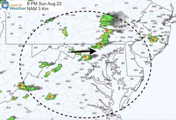 August 23 maryland weather rain storm Sunday 8 PM