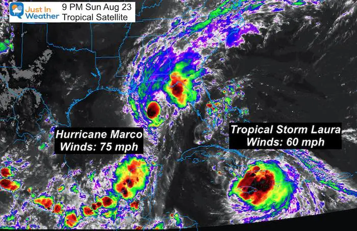 August 23 tropical weather satellite hurricane marco ts laura