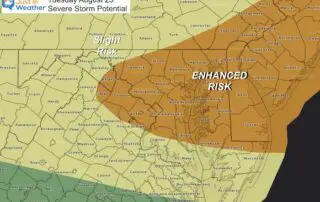 August 25 severe storm potential Tuesday