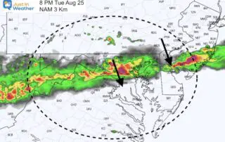 August 25 severe storm radar Tuesday 8 PM