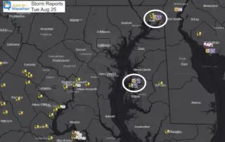 August 26 storm reports Maryland weather Tuesday