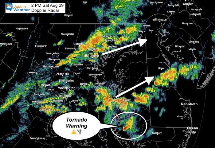 August 29 severe storm radar 2 PM Saturday
