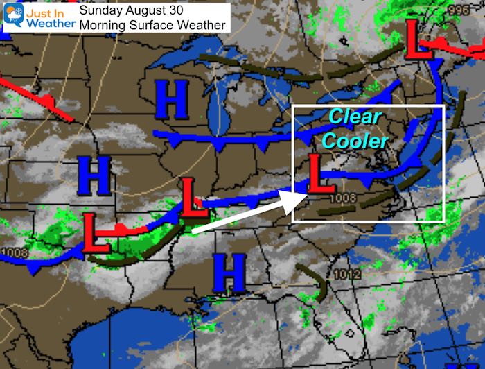 August 30 weather Sunday morning