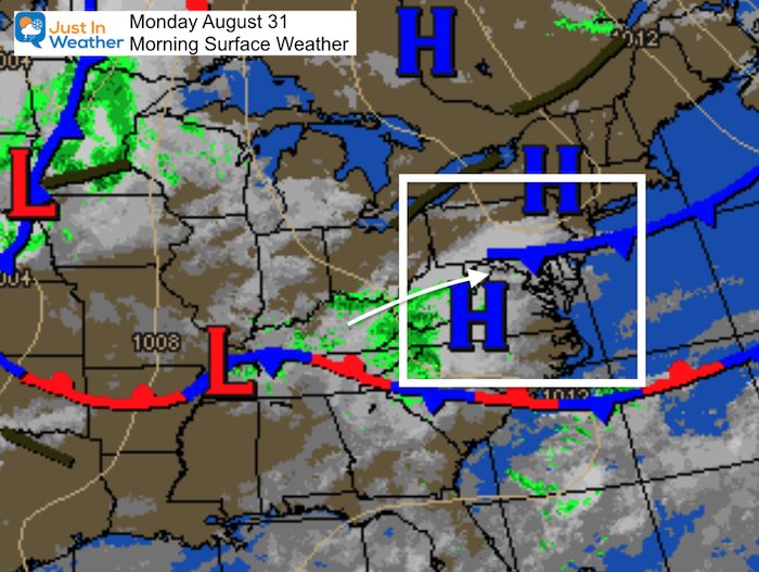 August 31 weather Monday morning