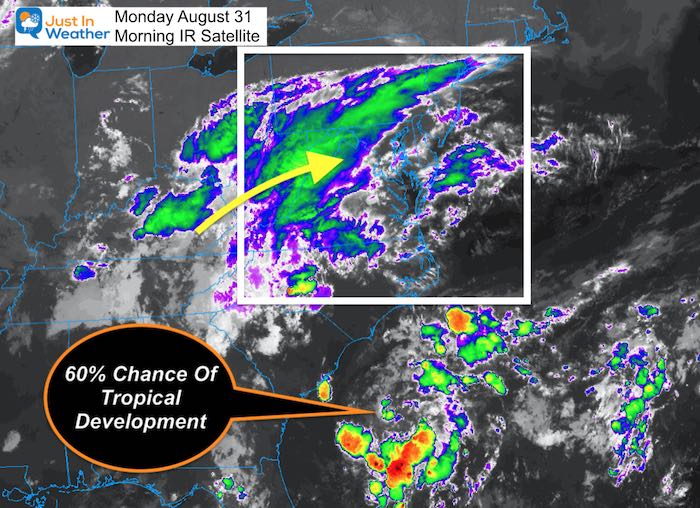 August 31 weather satellite Monday Morning