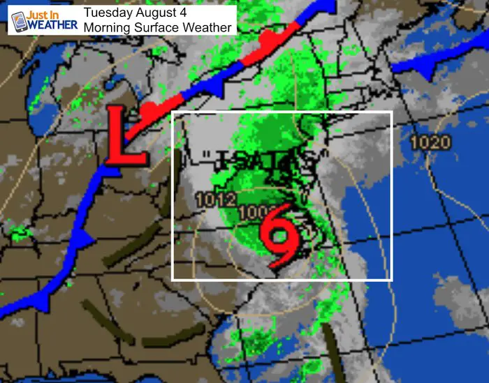 August 4 weather tropical storm Isais Tuesday morning