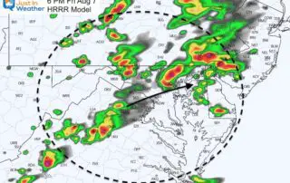 August 7 maryland weather storm radar HRRR FRiday 6 PM