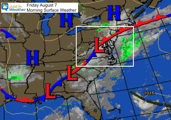 August 7 weather Friday morning
