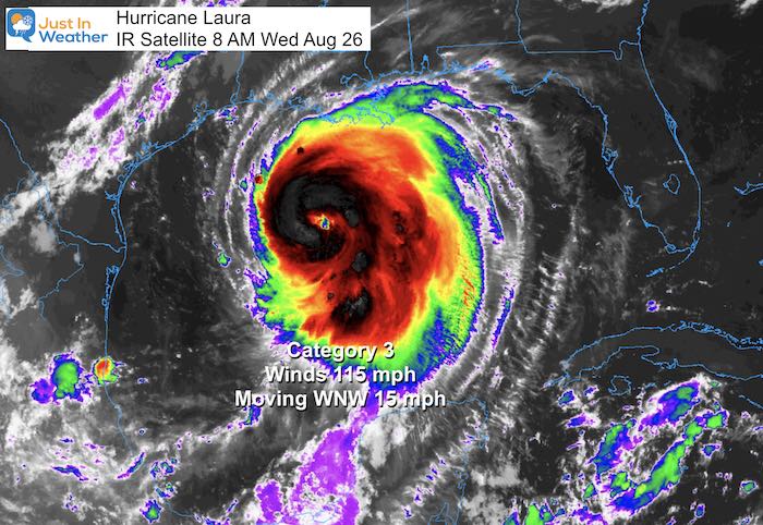 Hurricane Laura Category 3 IR Satellite Wednesday morning