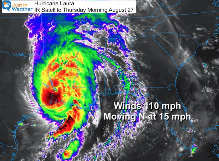 Hurricane Laura satellite Thursday 6 AM morning August 27
