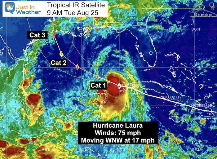 Hurricane Laura satellite Tuesday August 25 morning