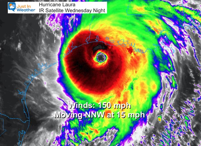 Hurricane Laura satellite Wednesday night landfall