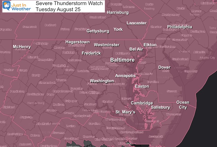 Severe Thunderstorm Watch Expanded August 25