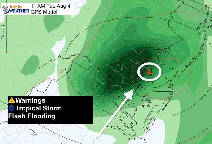 Tropical Storm Isais GFS Maryland August 3 Warnings