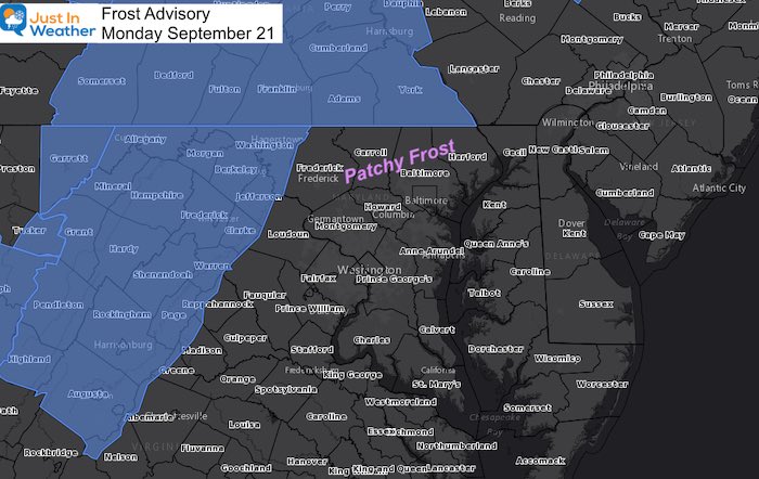 Frost Advisory Monday September 21