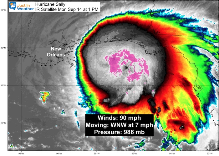 Hurricane Sally IR Satellite Septemebr 14 Monday afternoon