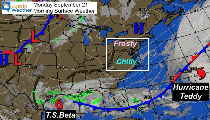 Monday September 21 morning Surface Weather