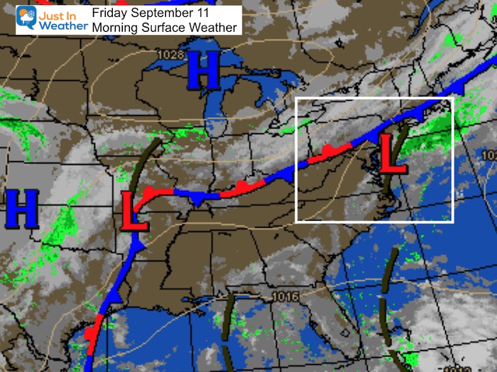 September 11 morning surface weather Friday