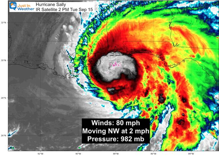 September 15 weather IR satellite Hurricane Sally Tuesday 2 PM